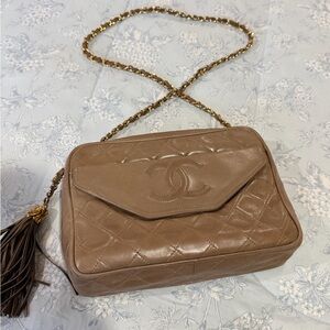 CHANEL Beige Quilted Camera Bag